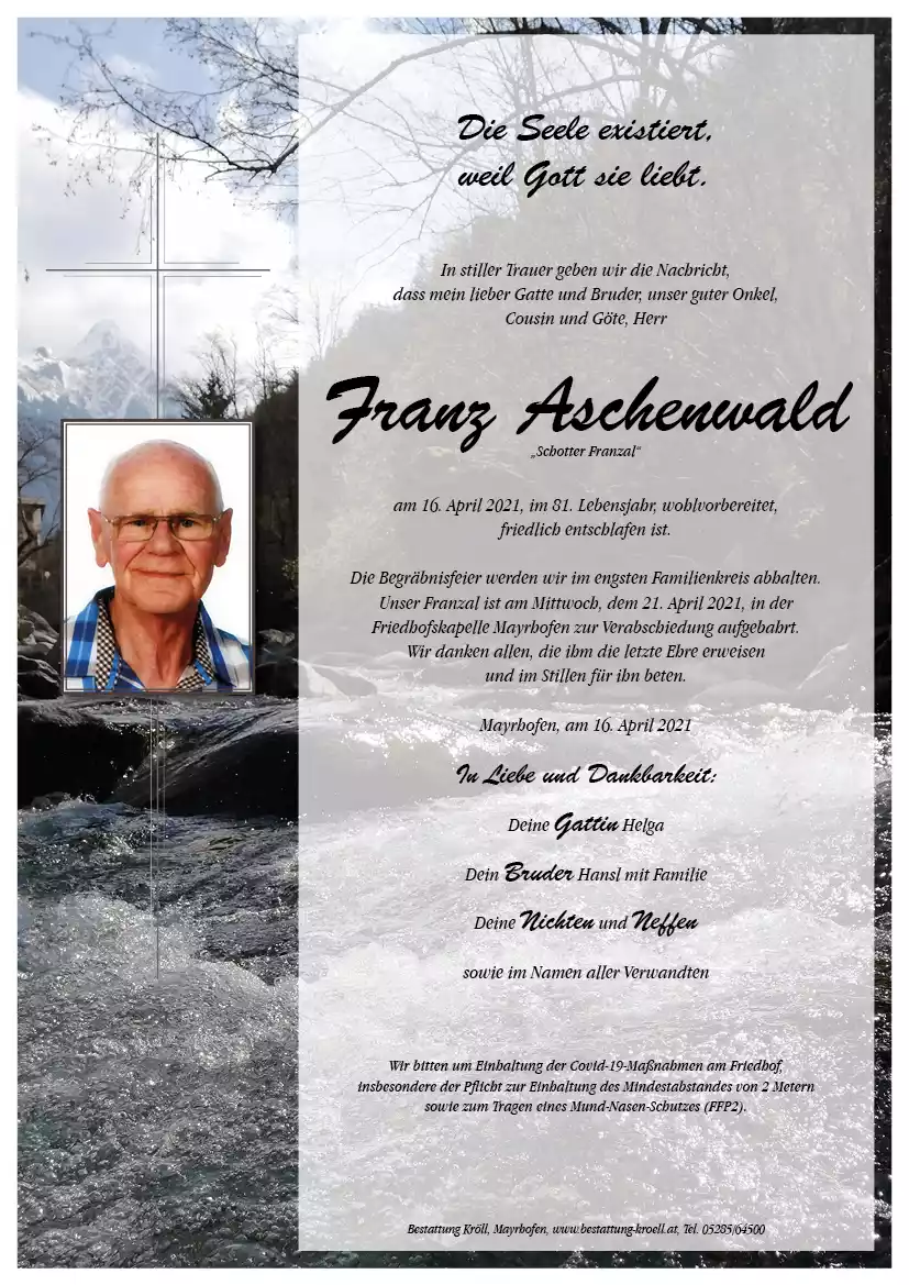 Parte von Franz Aschenwald